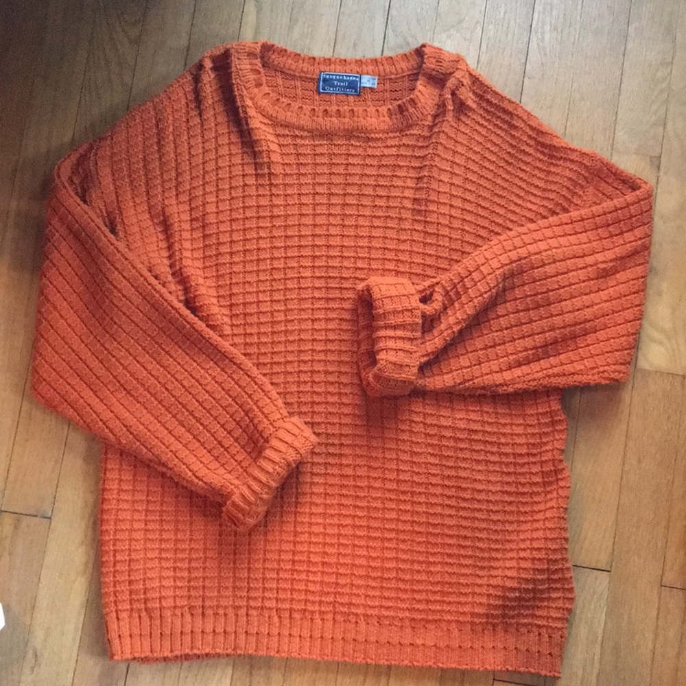 Oversized burnt orange waffle knit vintage sweater